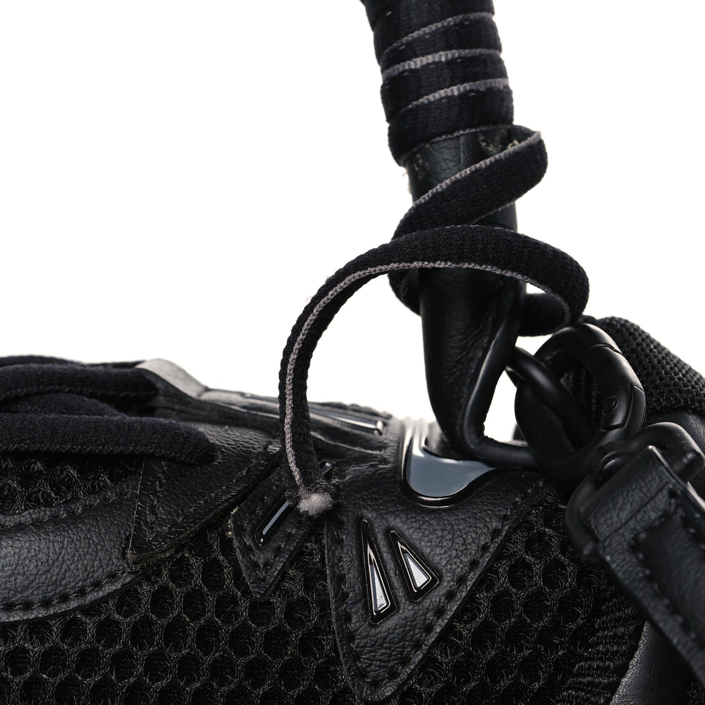 Faux Calfskin Fabric Small Sneakerhead Top Handle Bag Black