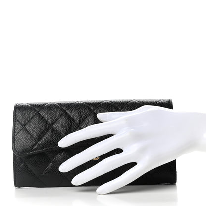 Chanel Caviar Quilted Large Gusset Flap Wallet Black 2 of 8