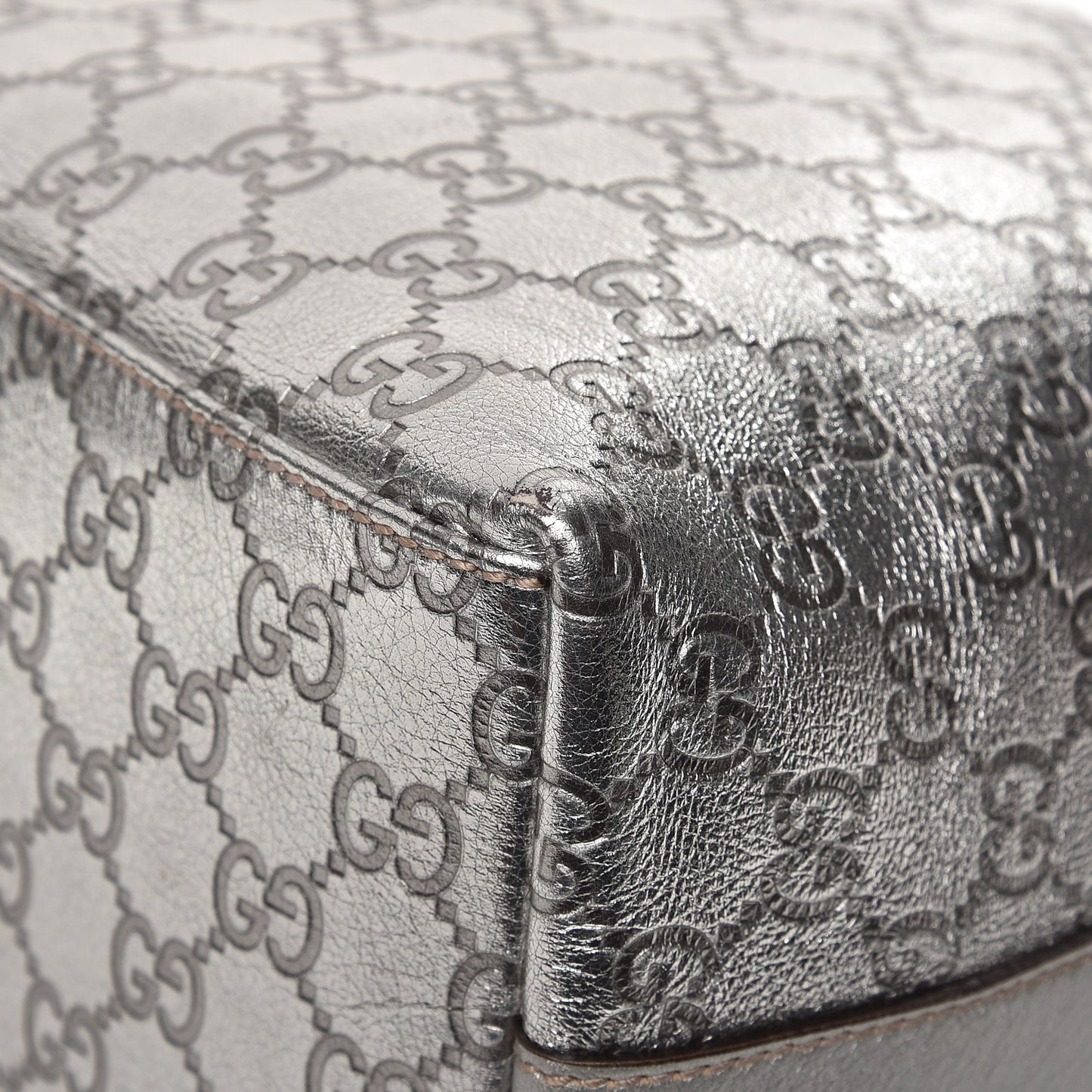 Metallic Guccissima Hobo Silver