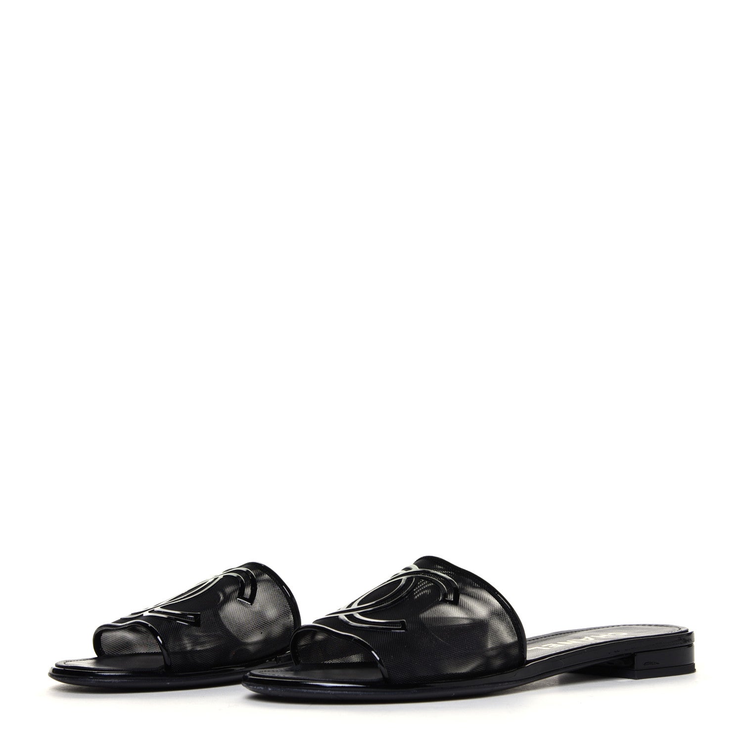 Chanel Mesh Patent Calfskin CC Mules 39 Black 3 of 16