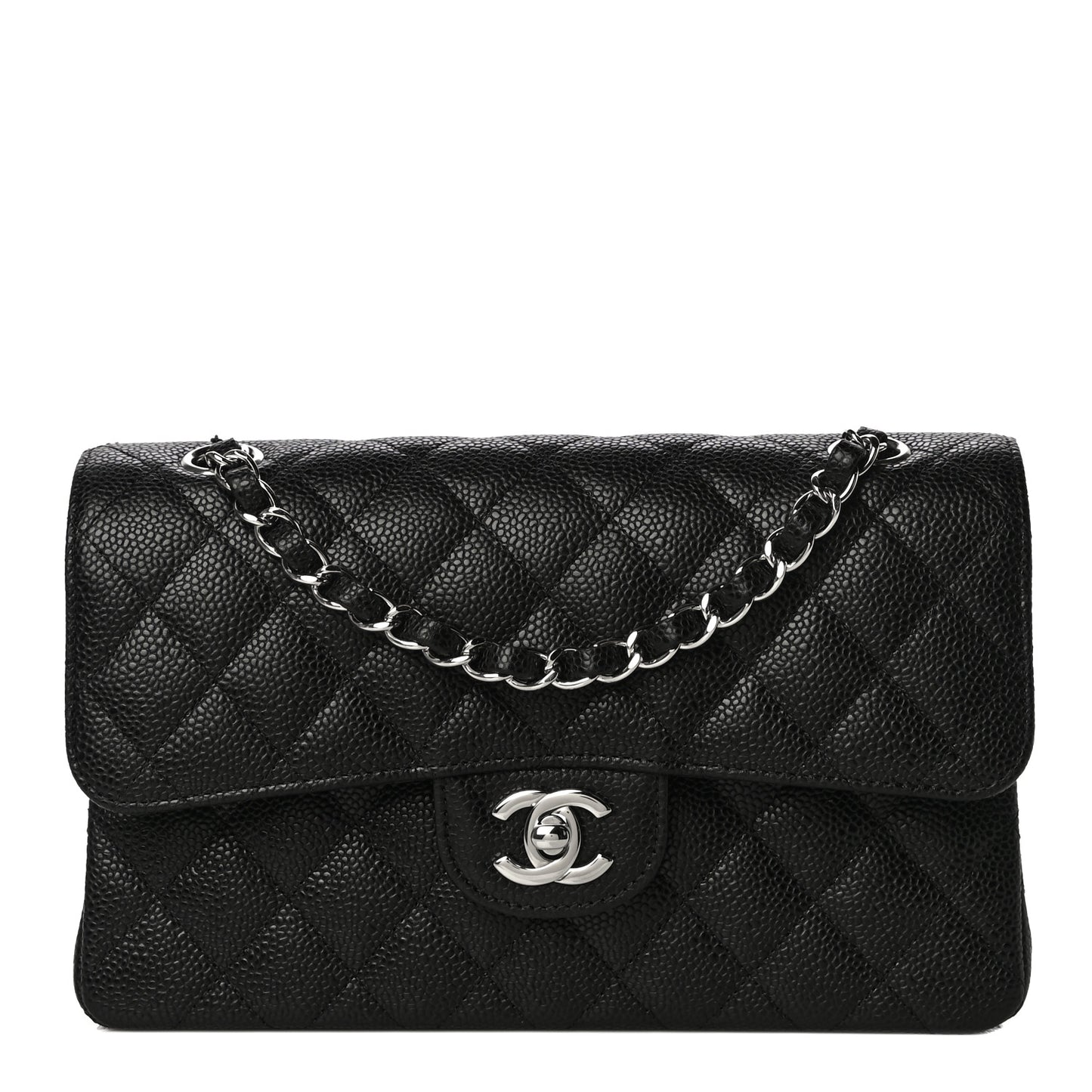 Caviar Quilted Small Double Flap Black