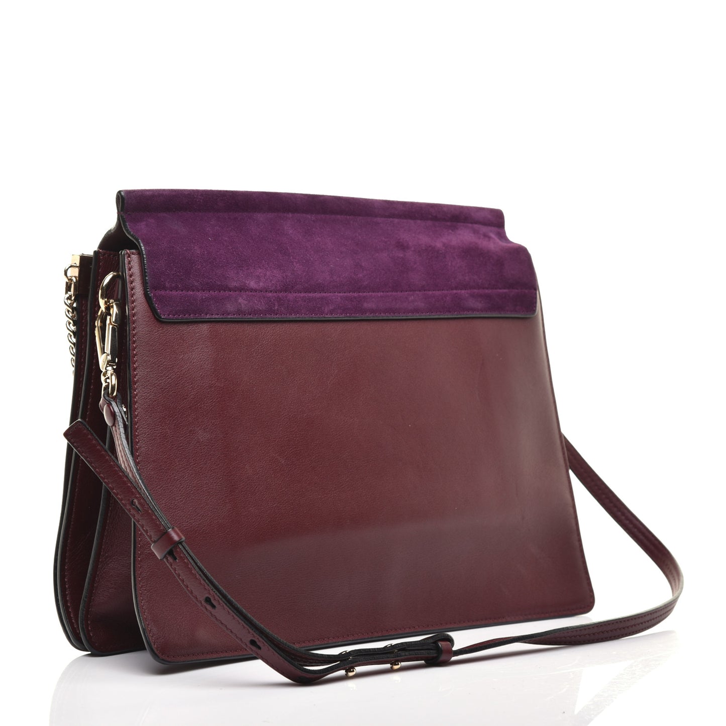 Calfskin Suede Medium Faye Shoulder Bag Dark Purple