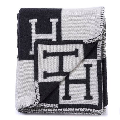 Hermes Wool Cashmere Avalon Blanket Ecru Gris Fonce 2 of 3