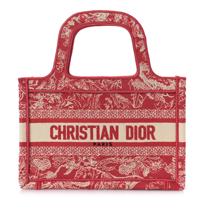 Christian Dior Canvas Embroidered Mini Toile De Jouy Book Tote Raspberry 1 of 7