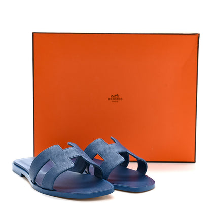Hermes Epsom Oran Sandals 37 Bleu Bleuet 10 of 10