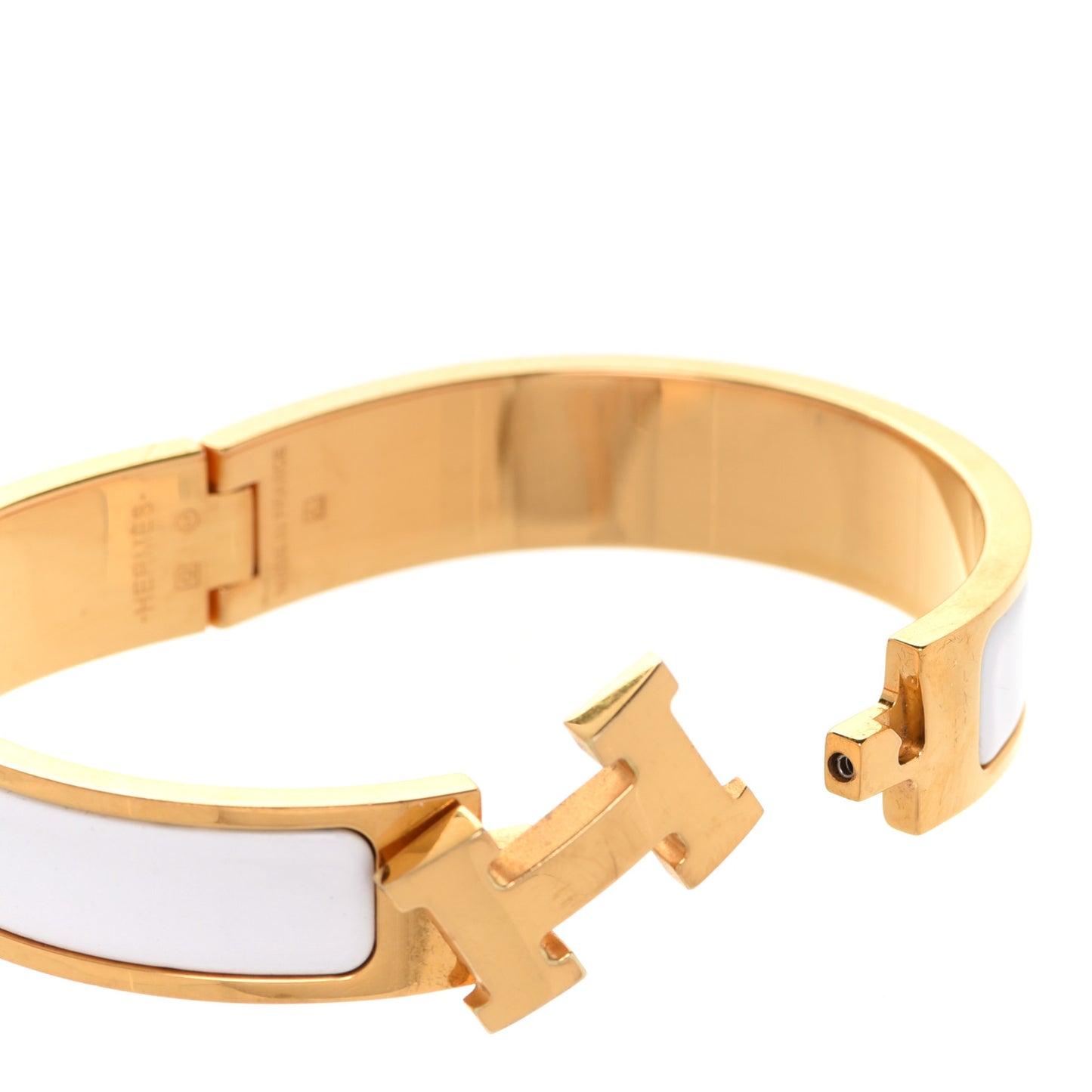 Enamel Narrow Clic Clac H Bracelet PM White