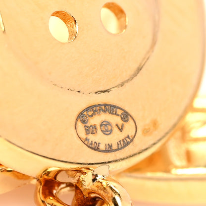 Chanel Metal Large Paris Button Earrings Gold 4 of 5
