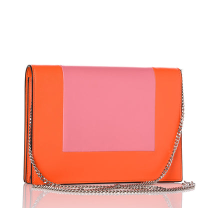 Celine Smooth Lambskin Frame Evening Chain Clutch Steel Orange Flamingo 3 of 7