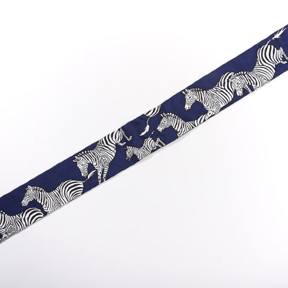 Hermes Silk Les Zebres Twilly Gris Marine Black White 3 of 4