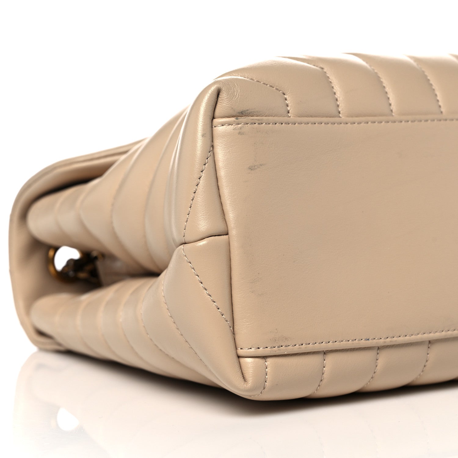 Saint Laurent Calfskin Y Quilted Monogram Medium Loulou Chain Satchel Dark Beige 8 of 11