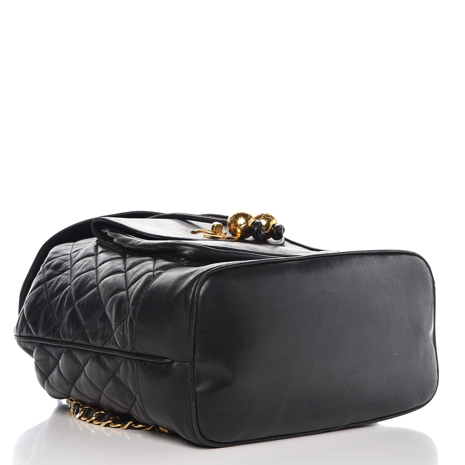 Chanel Lambskin Quilted Drawstring Backpack Black 4 of 11