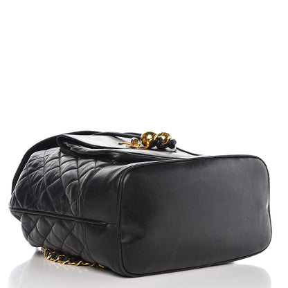 Chanel Lambskin Quilted Drawstring Backpack Black 4 of 11