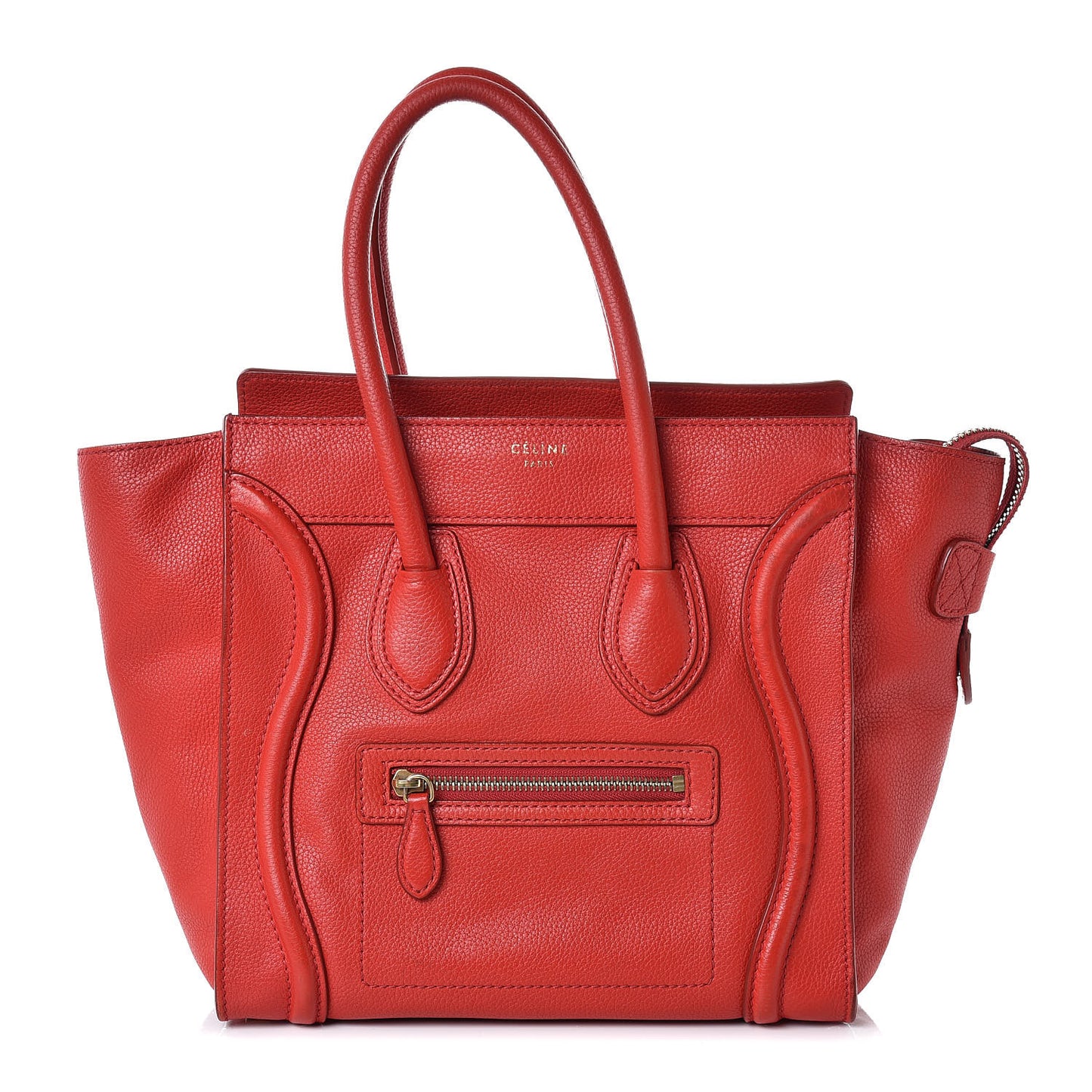 Drummed Calfskin Micro Luggage Coquelicot