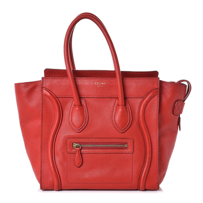 Celine Drummed Calfskin Micro Luggage Coquelicot 1 of 7