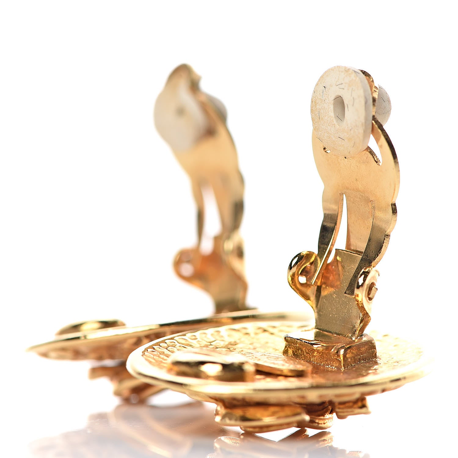Chanel Oval CC Clip On Earrings Gold 3 of 5