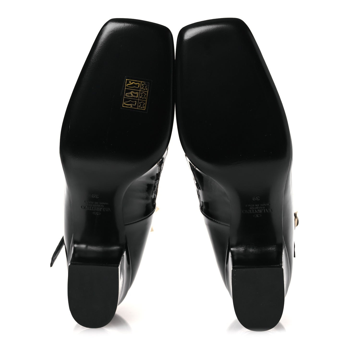 Patent Rockstud Ankle Strap Mary Jane Pumps 39 Black