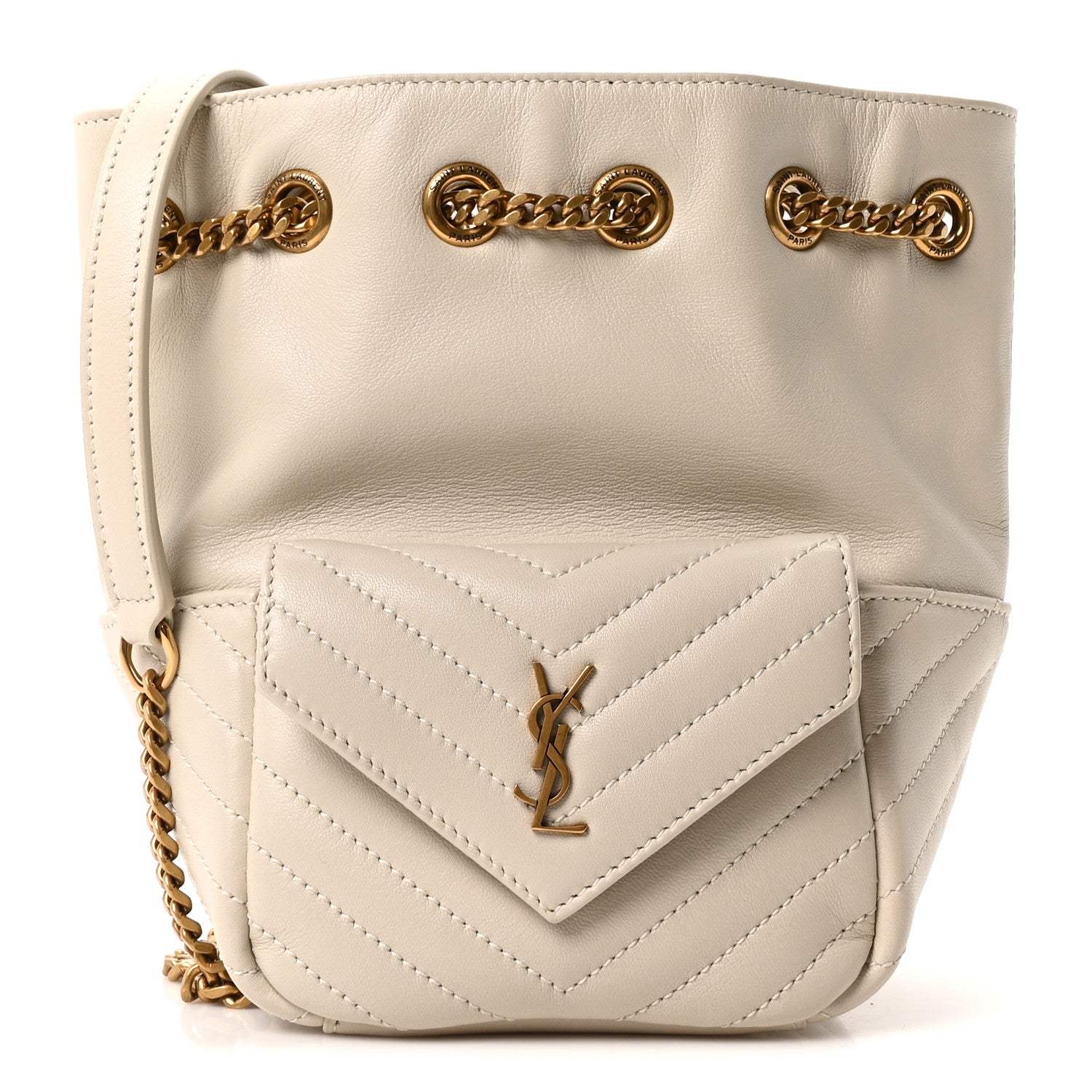 Saint Laurent Lambskin Matelasse Monogram Joe Nano Bucket Bag Crema Soft 1 of 10