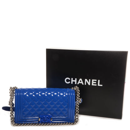 Chanel Patent Leather Medium Boy Flap Plexiglass Blue 4 of 8
