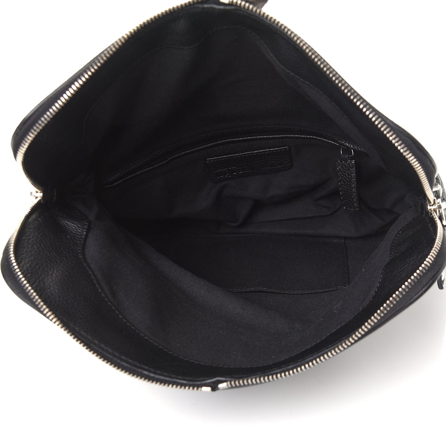 Grainy Calfskin Padlock Skull Clutch Black