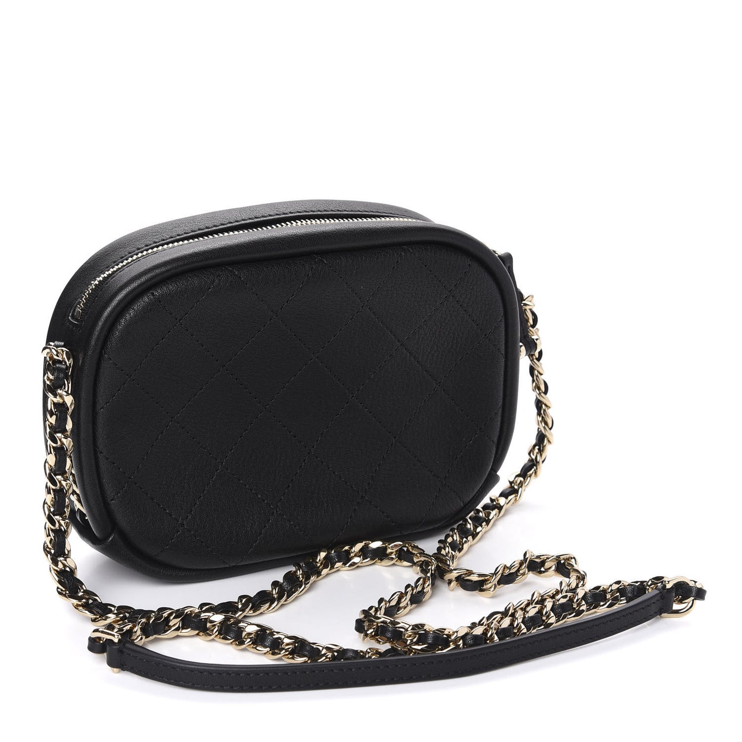 Goatskin Quilted Small Casual Trip Camera Case Black