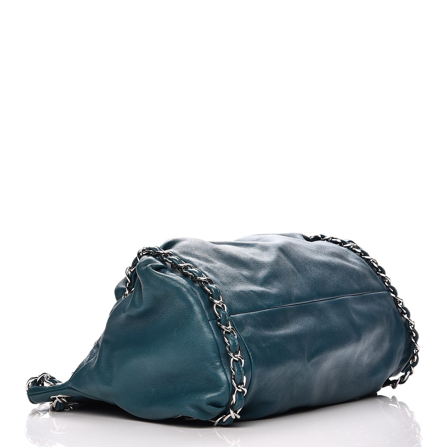 Lambskin Large Sharpei Shoulder Bag Turquoise
