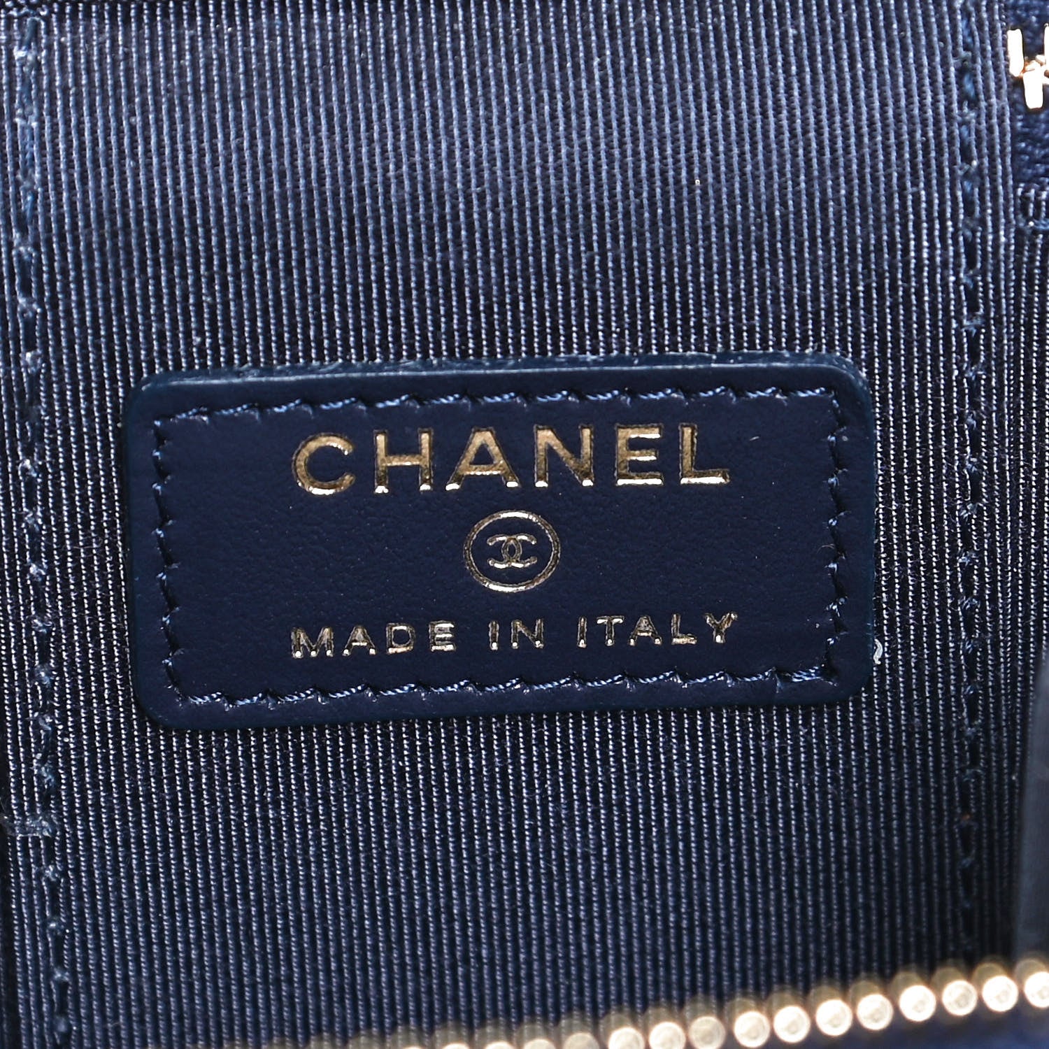Chanel Caviar Quilted Mini Vanity Case With Chain Navy Blue 6 of 13