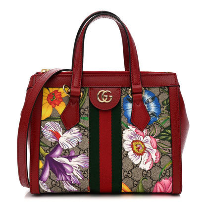 Gucci GG Supreme Monogram Flora Web Small Ophidia Tote Bag Red 1 of 11