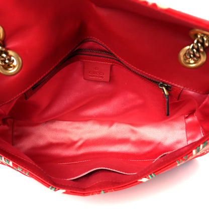 Gucci Jacquard Matelasse Floral Medium GG Marmont Shoulder Bag Red 5 of 12