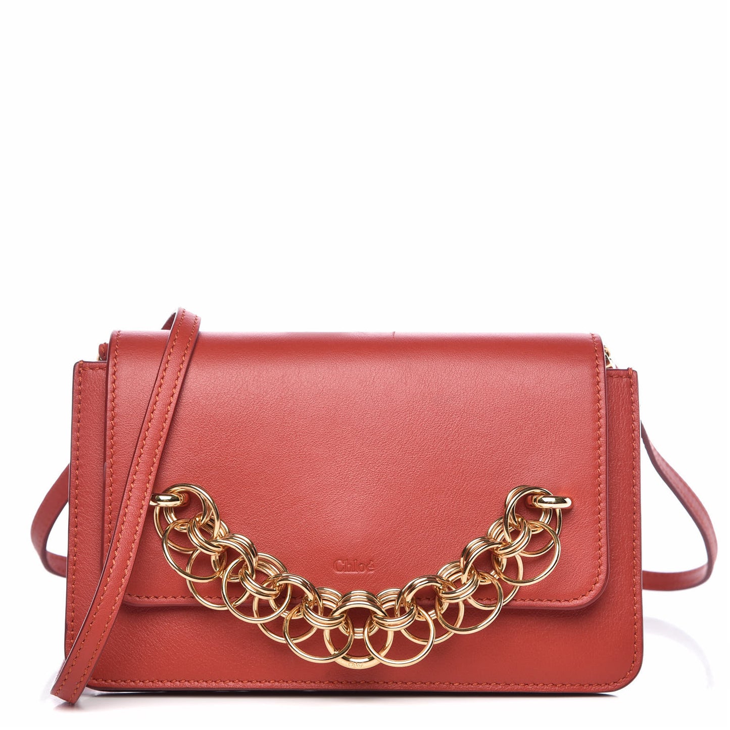 Calfskin Drew Bijou Clutch Earthy Red