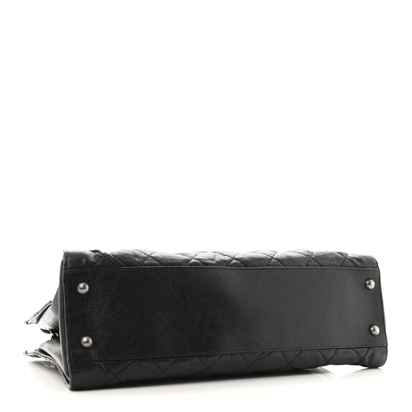Crumpled Grained Calfskin CC Crave Tote Black