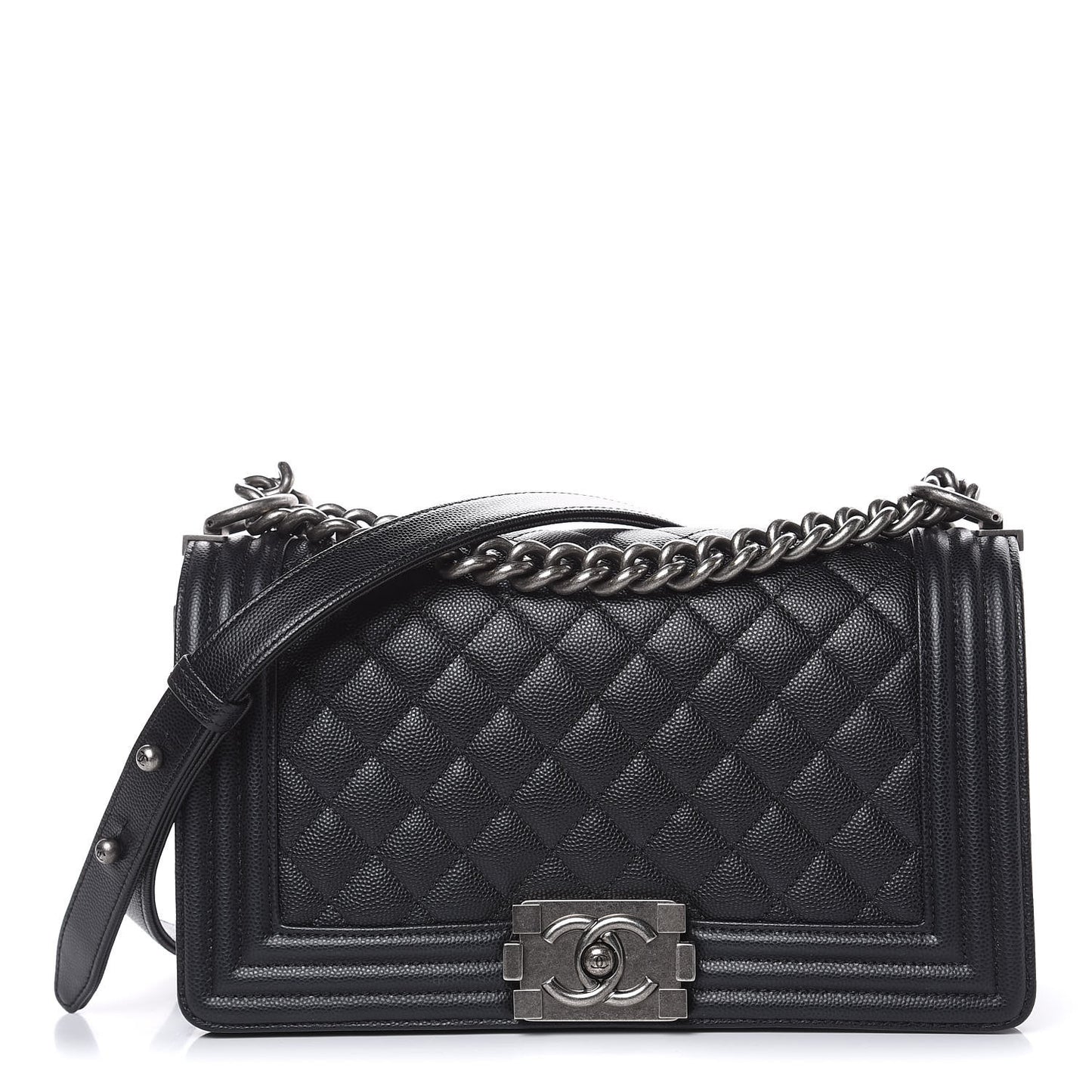 Caviar Quilted Medium Boy Flap Black