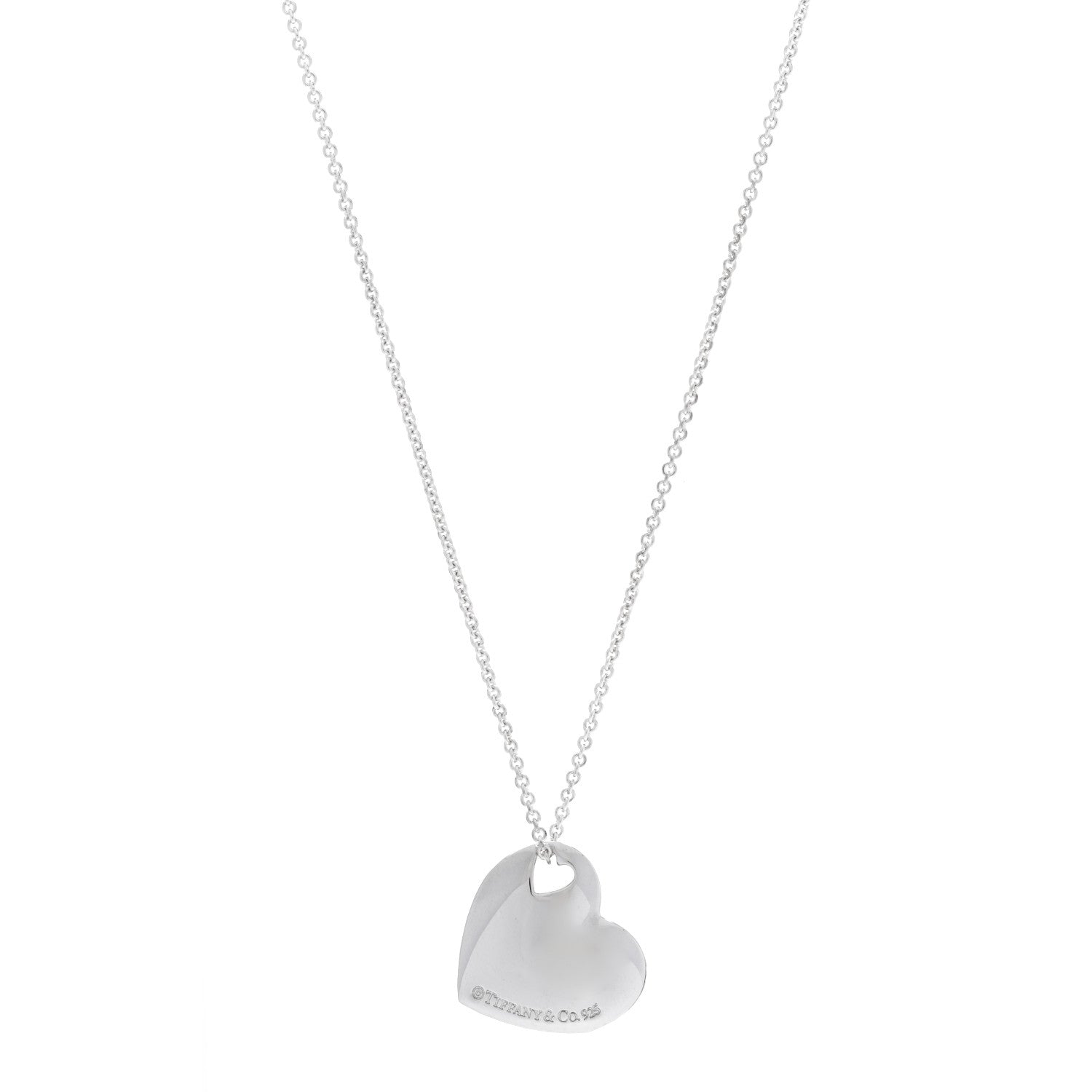 Tiffany Sterling Silver Heart Cutout Pendant Necklace 1 of 6