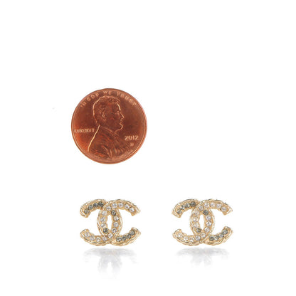 Chanel Crystal CC Earrings Gold 2 of 5