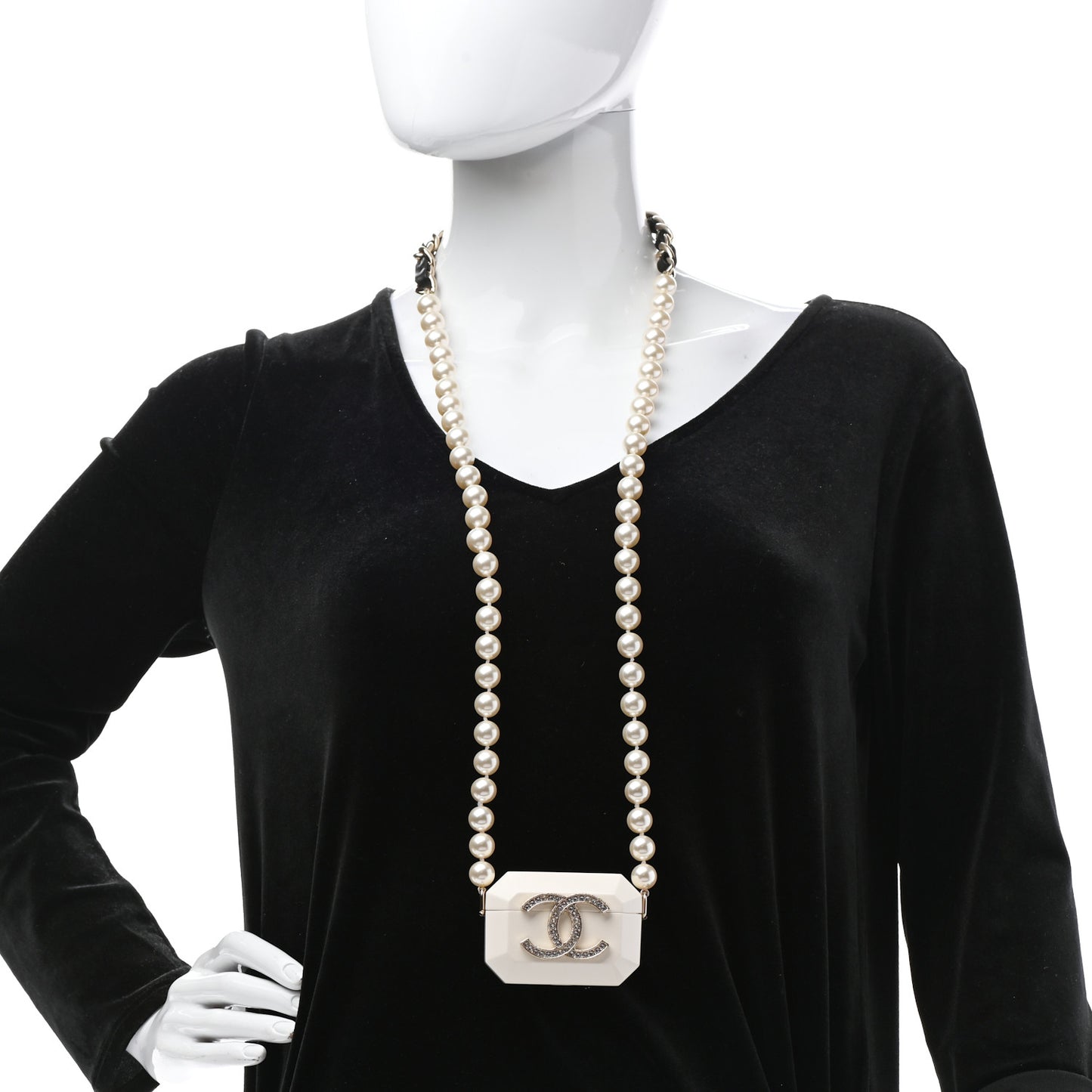 Resin Crystal Pearl Airpod Pro Case Necklace Gold White Pearly Black