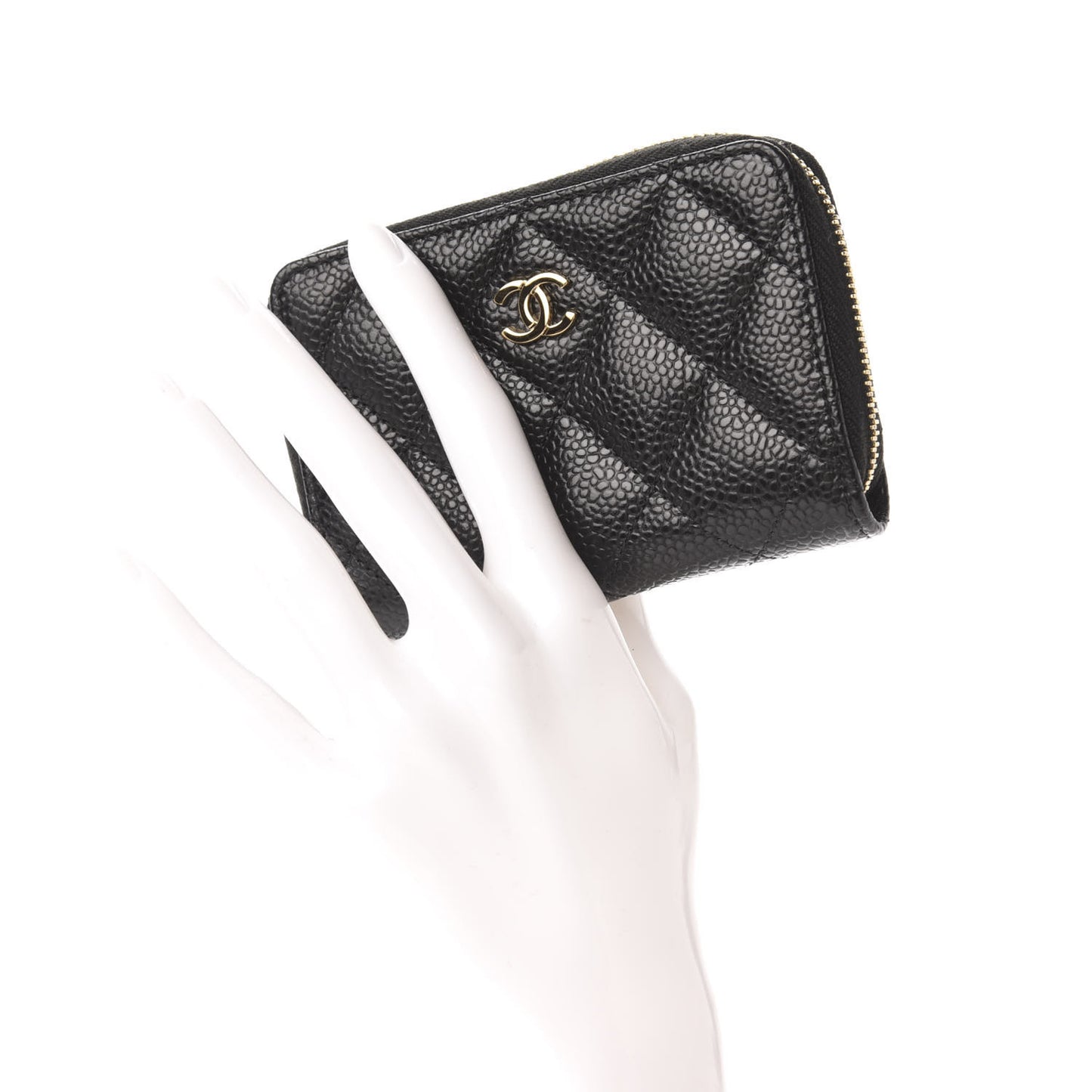 Caviar Quilted Zip Coin Purse Black
