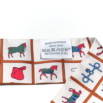 Hermes Silk Couvertures Et Tenues Twilly Creme Brun Rose 4 of 4