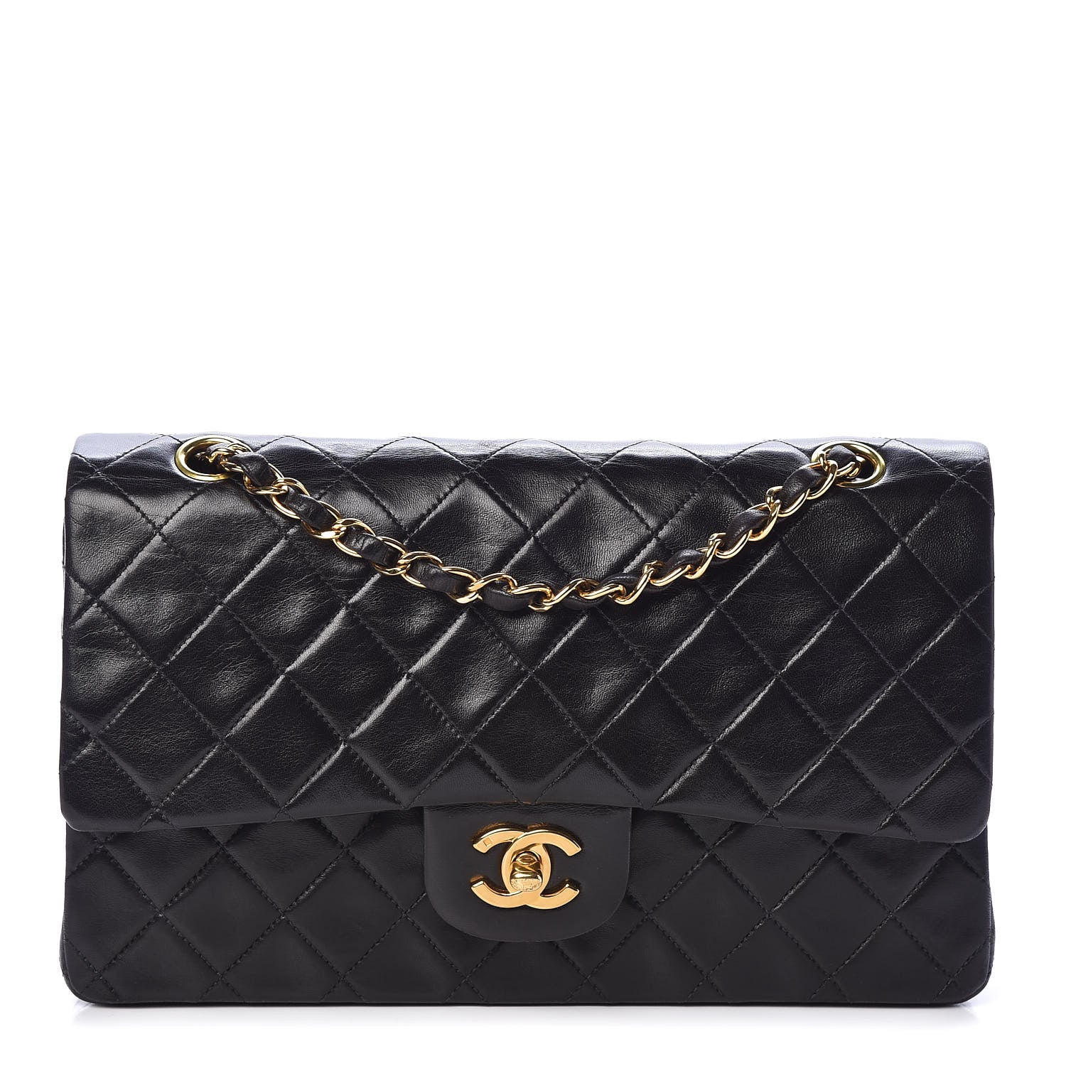 Chanel Lambskin Quilted Medium Double Flap Black 1 of 10