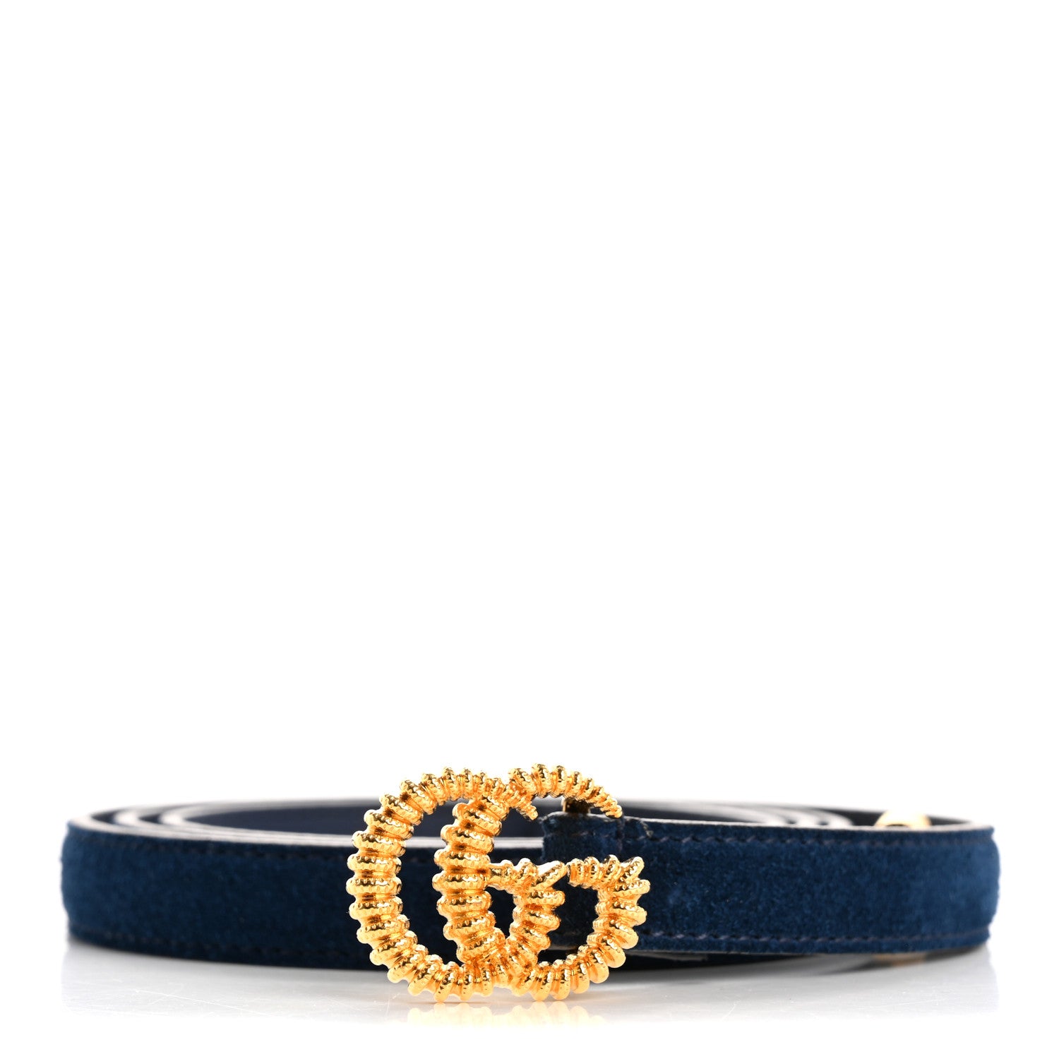 Gucci Suede Calfskin Torchon Double G 15mm Belt 90 36 Blue Agata 1 of 8