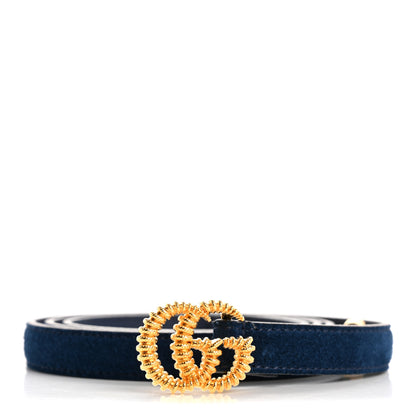 Gucci Suede Calfskin Torchon Double G 15mm Belt 90 36 Blue Agata 1 of 8