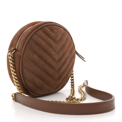 Saint Laurent Suede Calfskin Quilted Monogram Round Crossbody Bag Vintage Cork 3 of 9