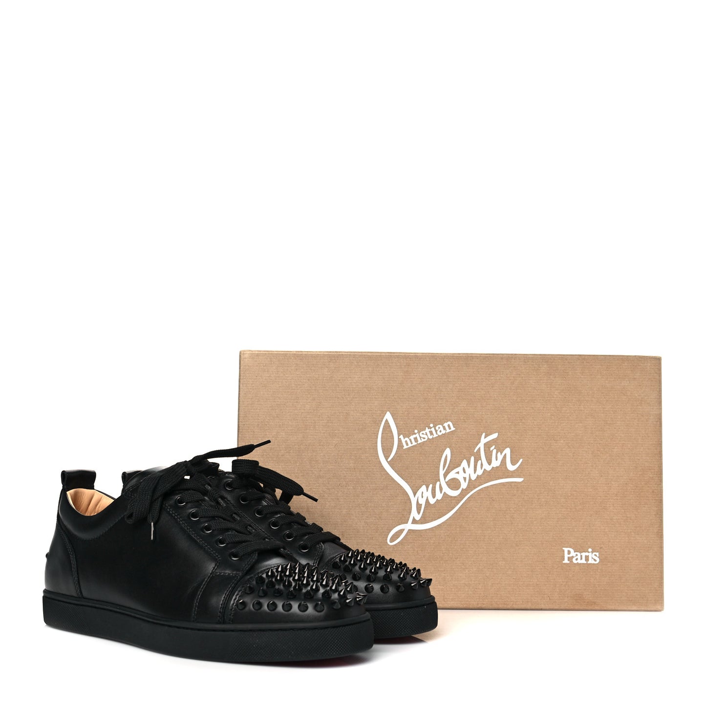 Calfskin Mens Louis Junior Spikes Flat Sneakers 43 Black