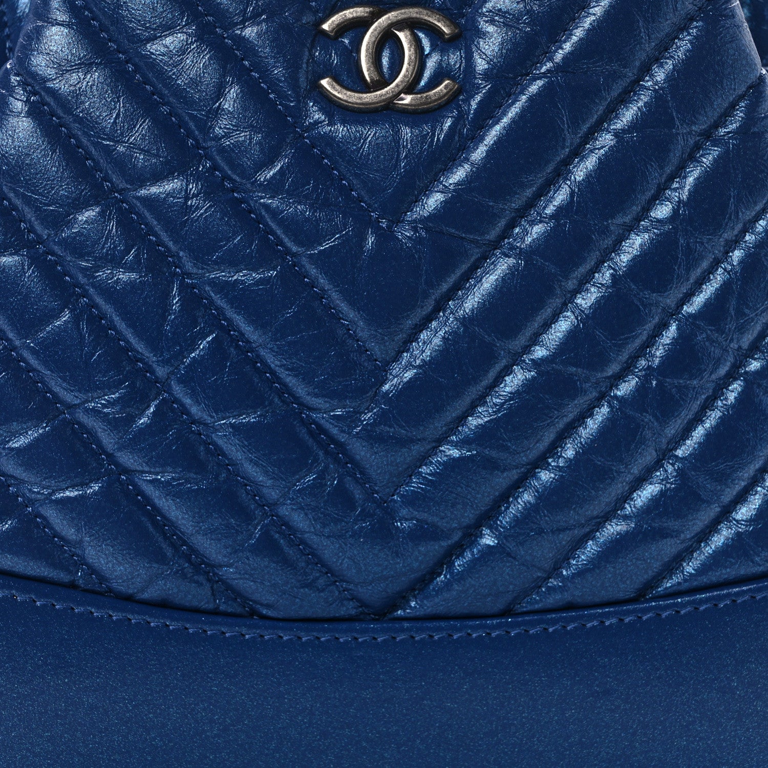 Chanel Aged Calfskin Chevron Quilted Small Gabrielle Backpack Blue 7 of 11