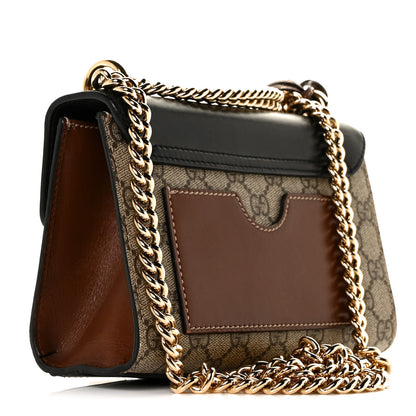 Gucci GG Supreme Monogram Calfskin Small Padlock Shoulder Bag Beige Black Cuir 3 of 13