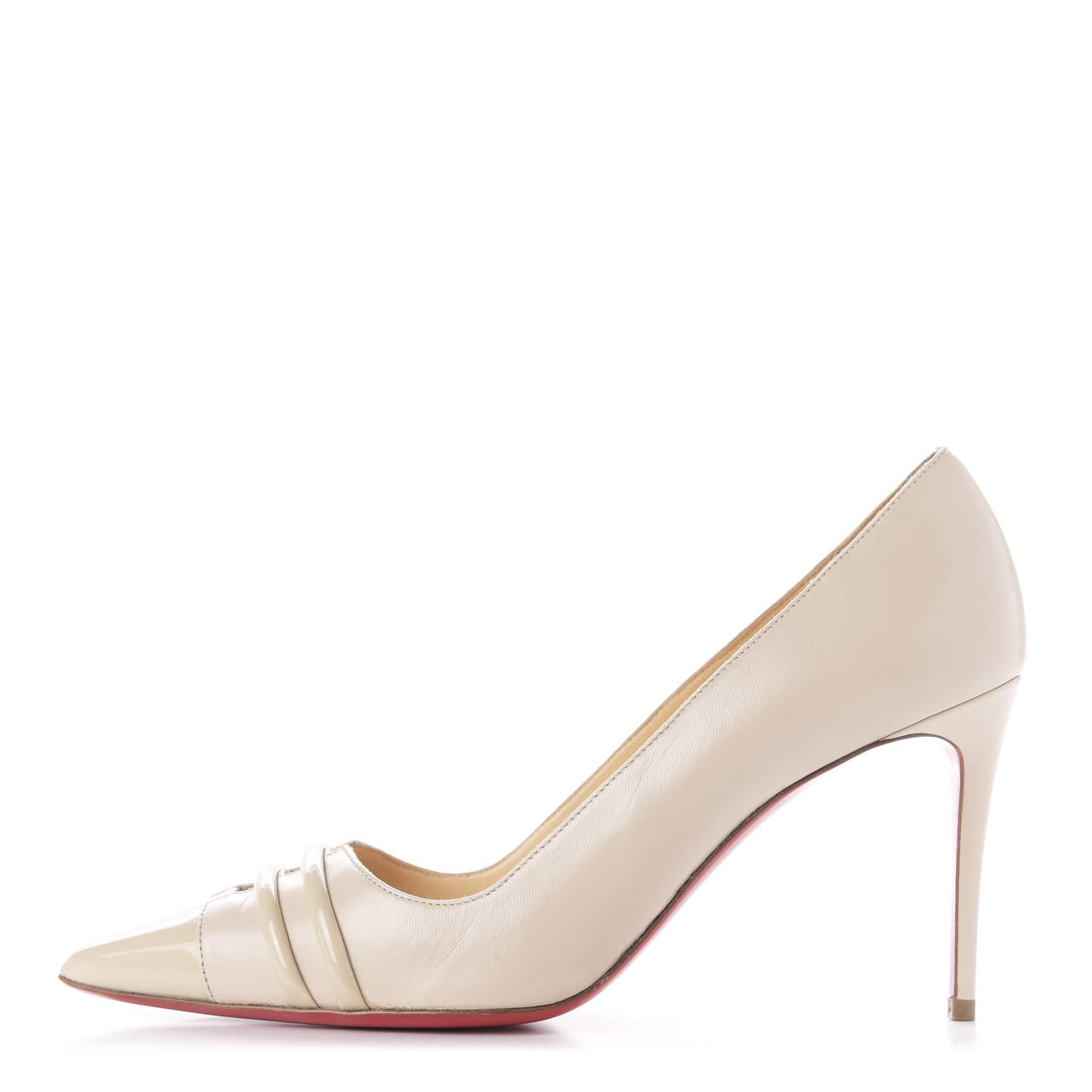 Patent Shiny Nappa Front Double 85 Pumps 37 Beige