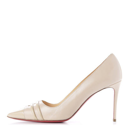 Christian Louboutin Patent Shiny Nappa Front Double 85 Pumps 37 Beige 1 of 8
