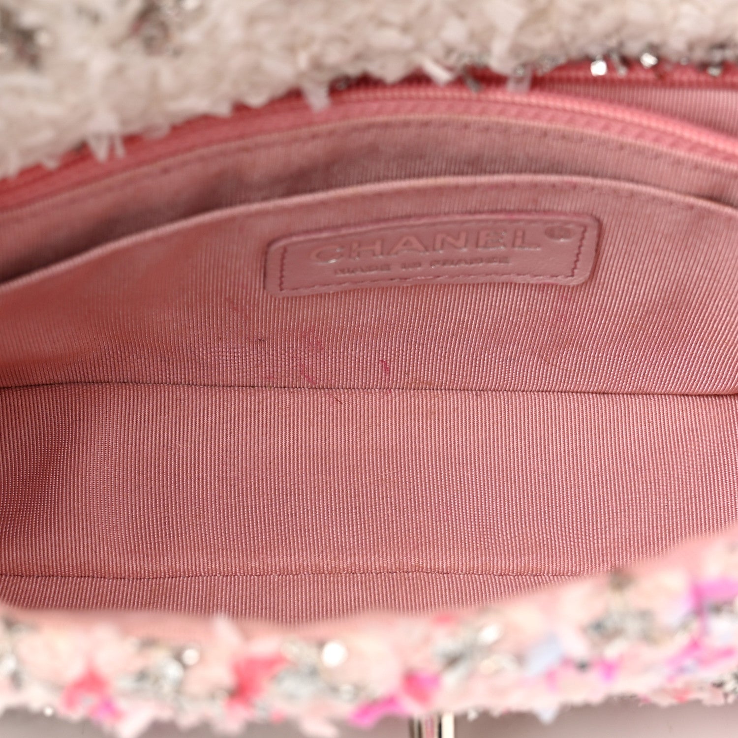 Chanel Tweed Quilted Mini Rectangular Flap Light Pink Silver Blue 11 of 11
