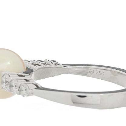 Mikimoto 18K White Gold Diamond Akoya Cultured Pearl 8-8.5mm Morning Dew Ring 53 6.5 5 of 6