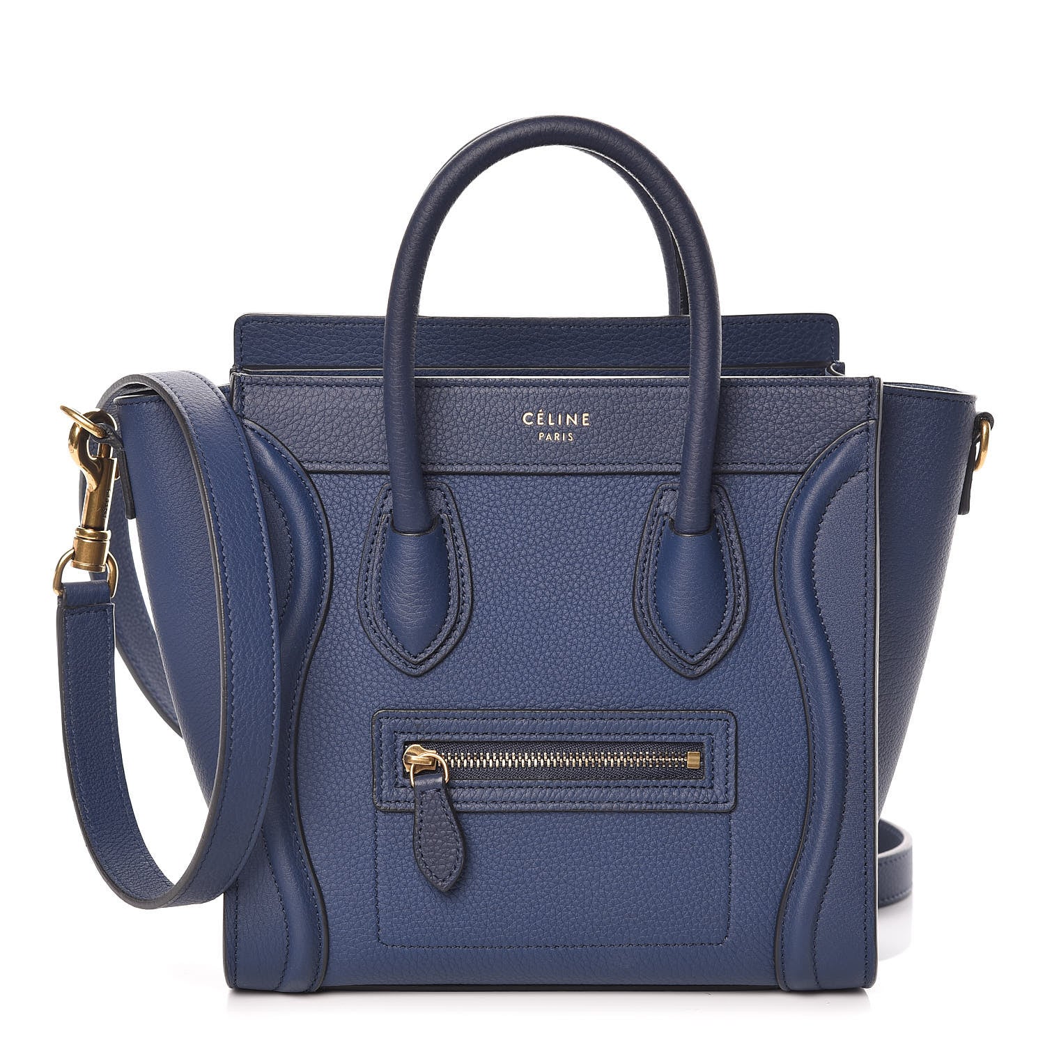Celine Drummed Calfskin Nano Luggage Marine 1 of 13