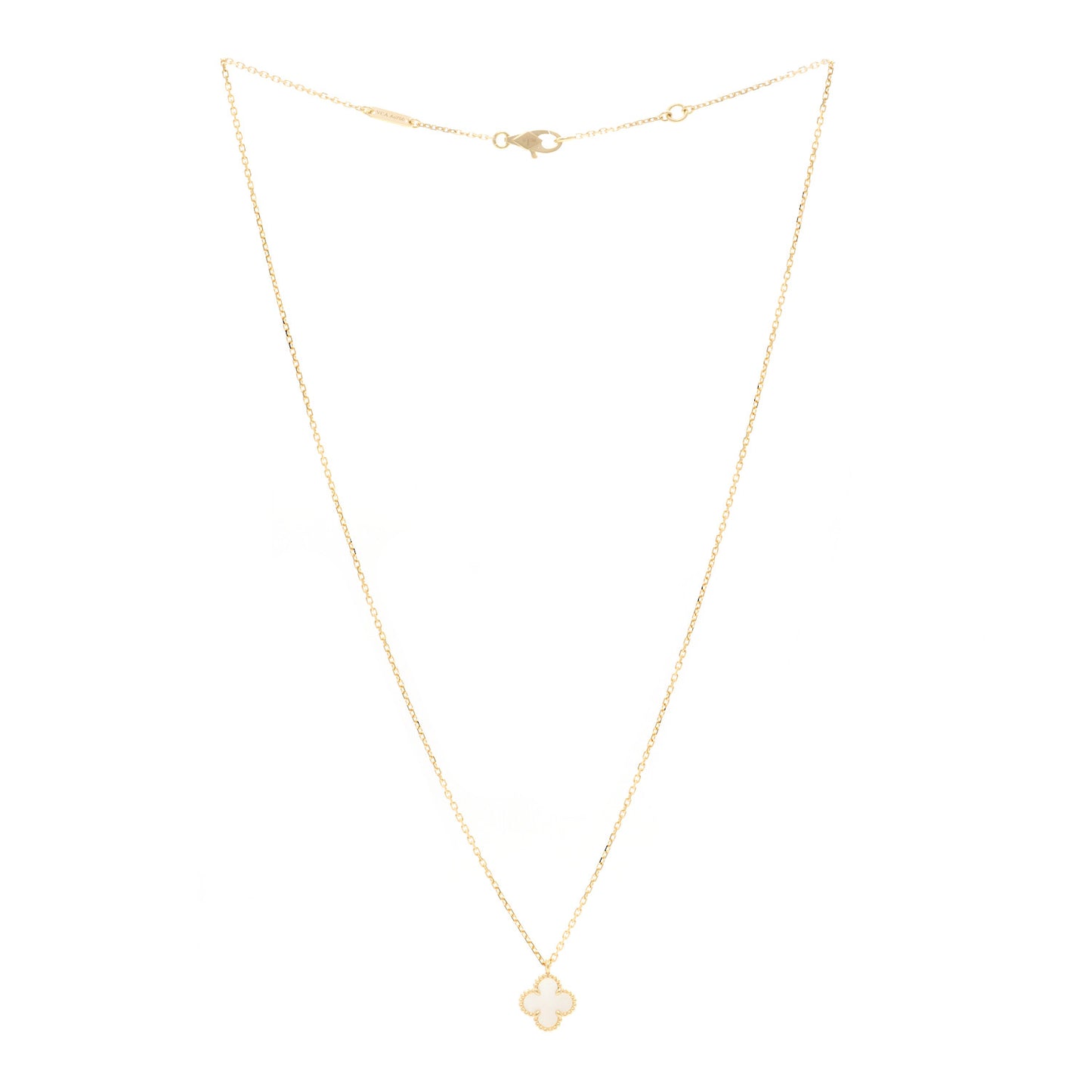 18K Yellow Gold Mother of Pearl Sweet Alhambra Pendant Necklace