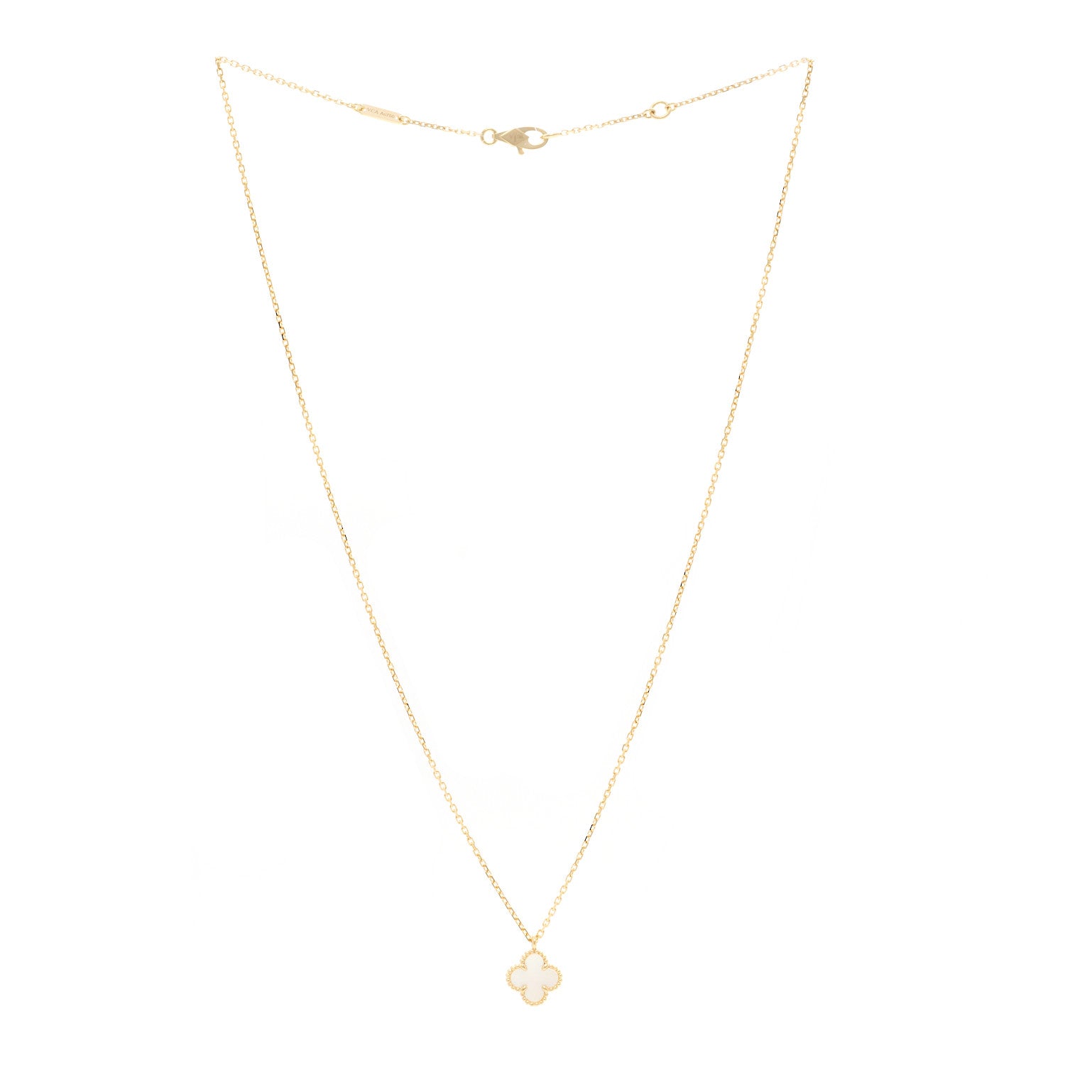 Van Cleef & Arpels 18K Yellow Gold Mother of Pearl Sweet Alhambra Pendant Necklace 3 of 6